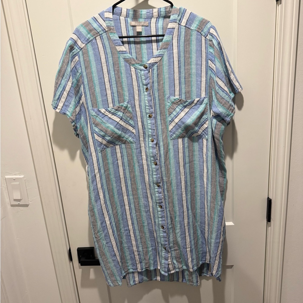 Woman Within Multicolor Striped Shirt Dress